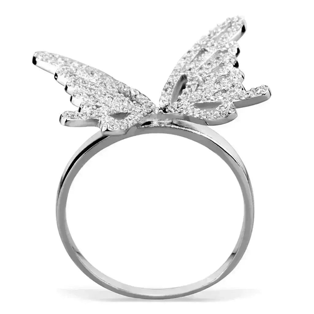 TS330 Rhodium Sterling Silver Ring – AAA Clear CZ Solitaire