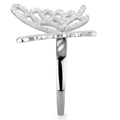 TS330 Rhodium Sterling Silver Ring – AAA Clear CZ Solitaire