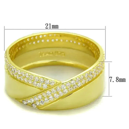TS380 - Gold 925 Sterling Silver Ring with AAA Grade CZ  in Clear