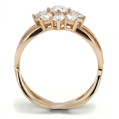 TS586 Rose Gold Sterling Silver Ring – AAA Clear CZ Solitaire