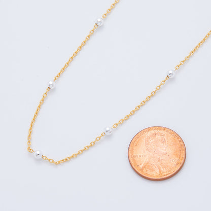 16K Gold Filled 3mm Shell Pearl Gemstone Satellite Unfinished Chain by Yard | Roll-01686