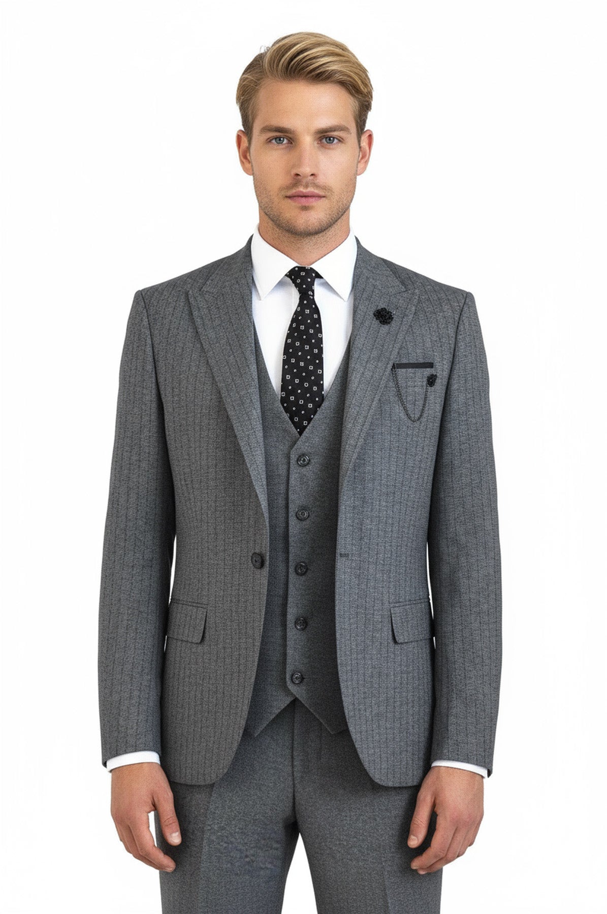 Striped Vested Grey Men&