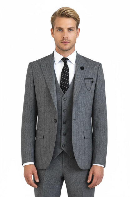 Striped Vested Grey Men&