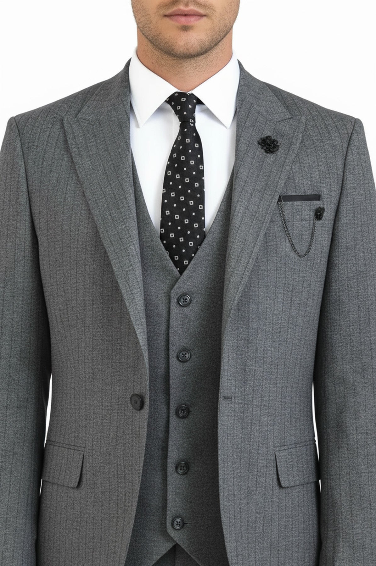 Striped Vested Grey Men&