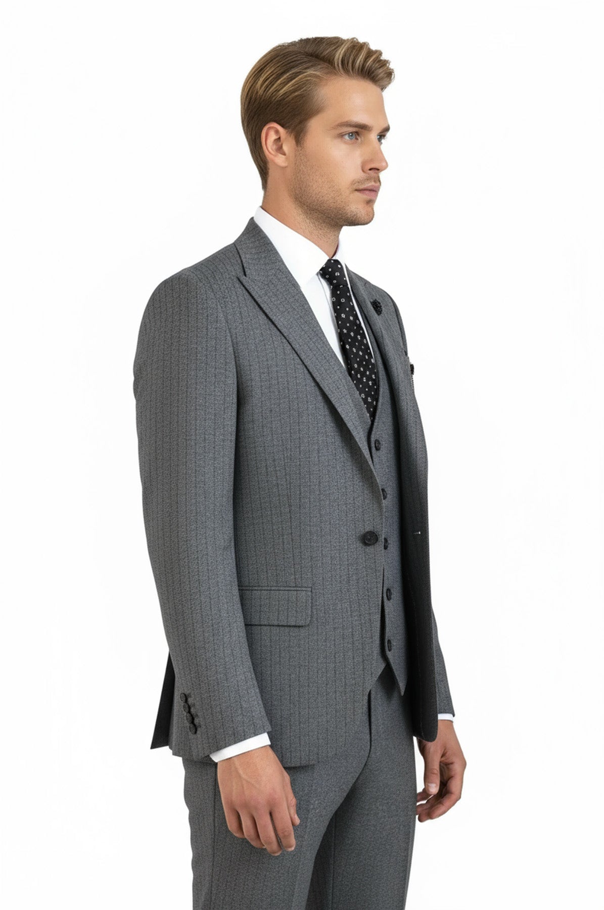 Striped Vested Grey Men&