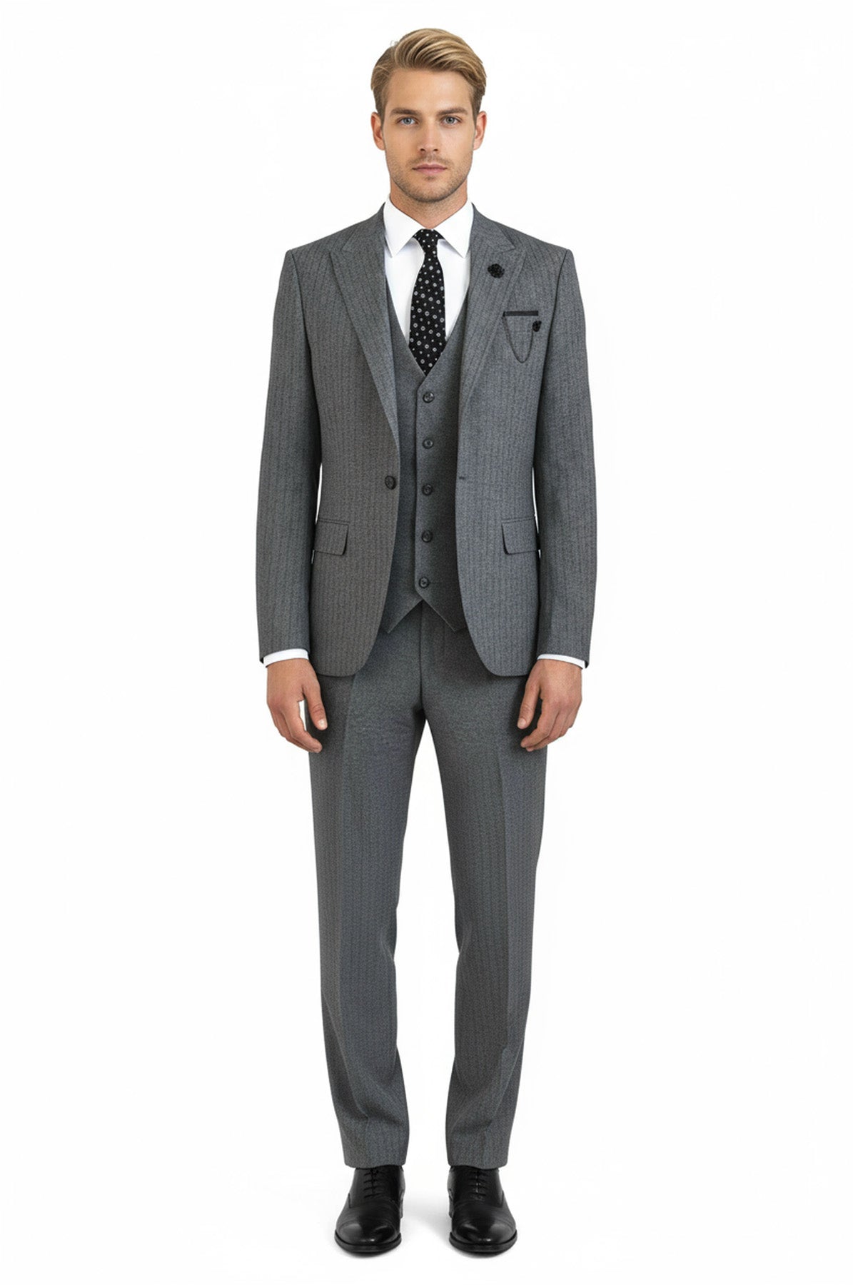 Striped Vested Grey Men&