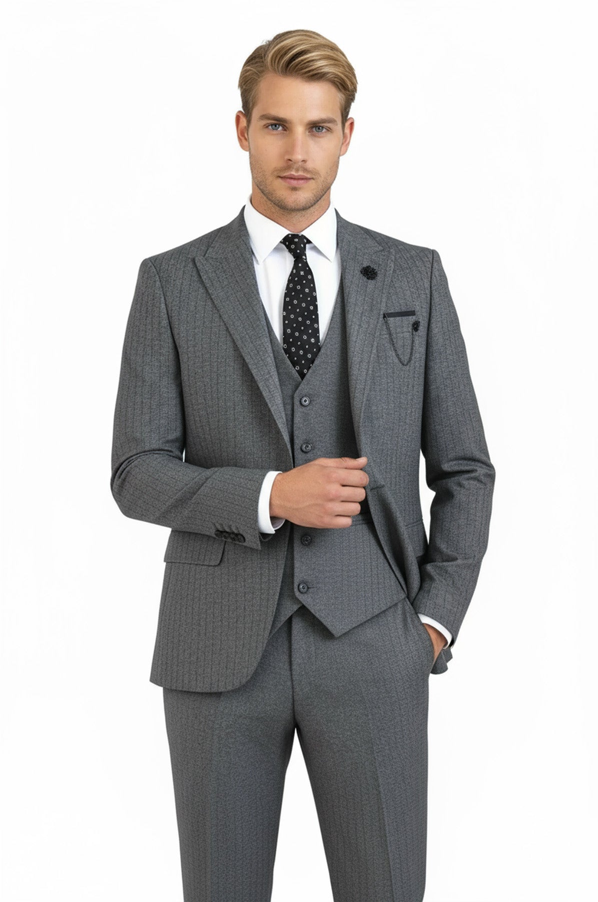 Striped Vested Grey Men&