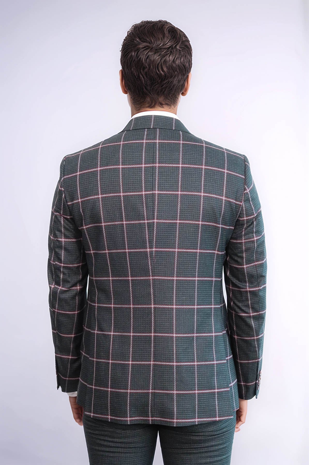 Checked Patterned Slim Fit Black Men Suit - Wessi