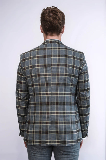 Patterned Checked Slim Fit Anthracite Men Suit - Wessi