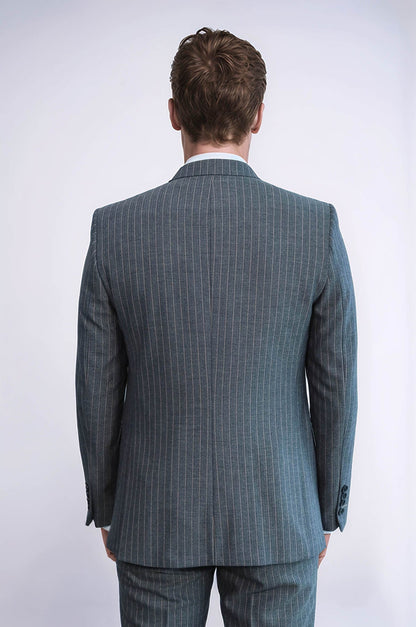 Striped Slim Fit Antracite Men Suit - Wessi