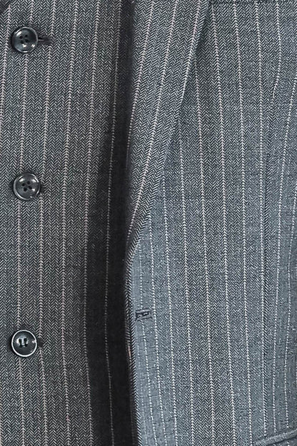 Striped Slim Fit Antracite Men Suit - Wessi