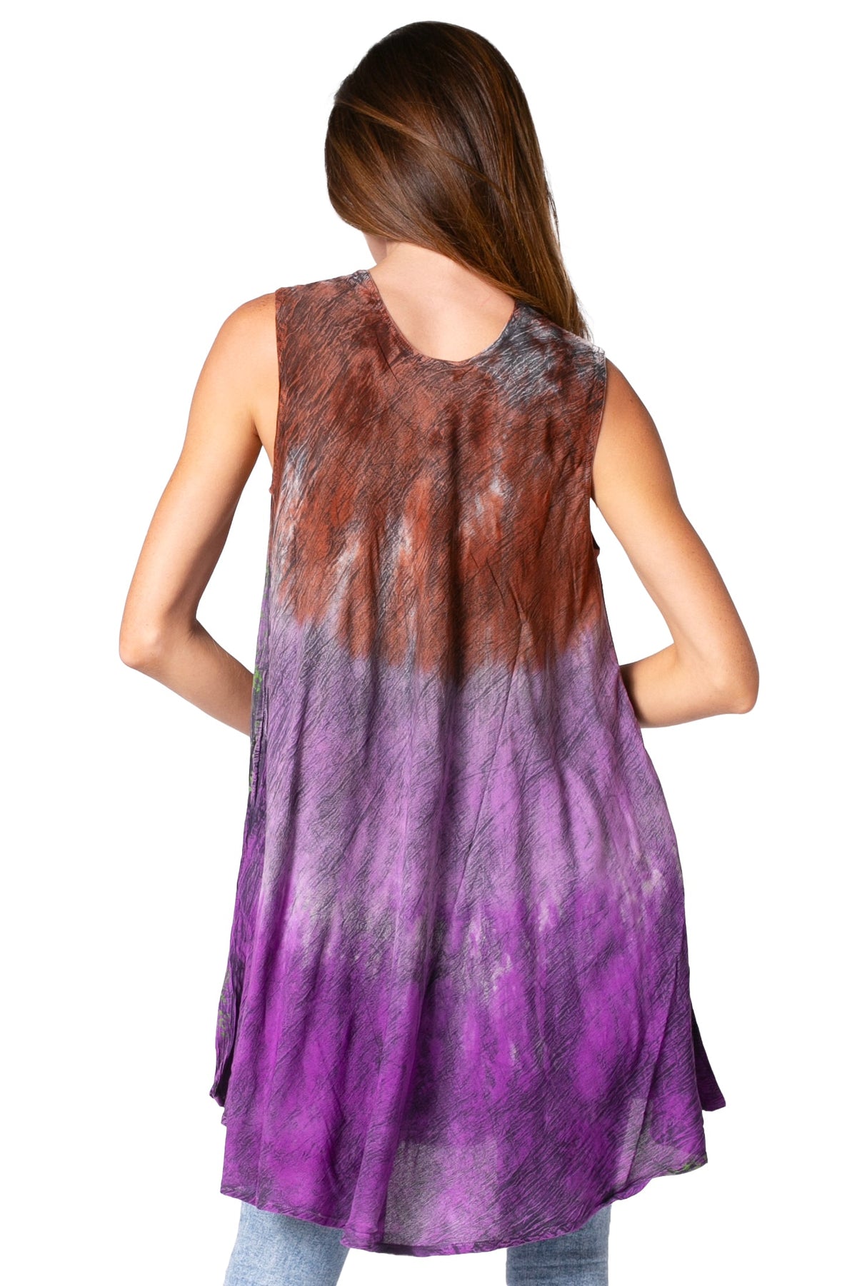 Sakkas Isabela Womens Everyday Summer Sleeveless Tank Top Tie-dye &amp; Block Print