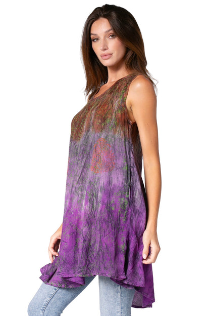 Sakkas Isabela Womens Everyday Summer Sleeveless Tank Top Tie-dye &amp; Block Print