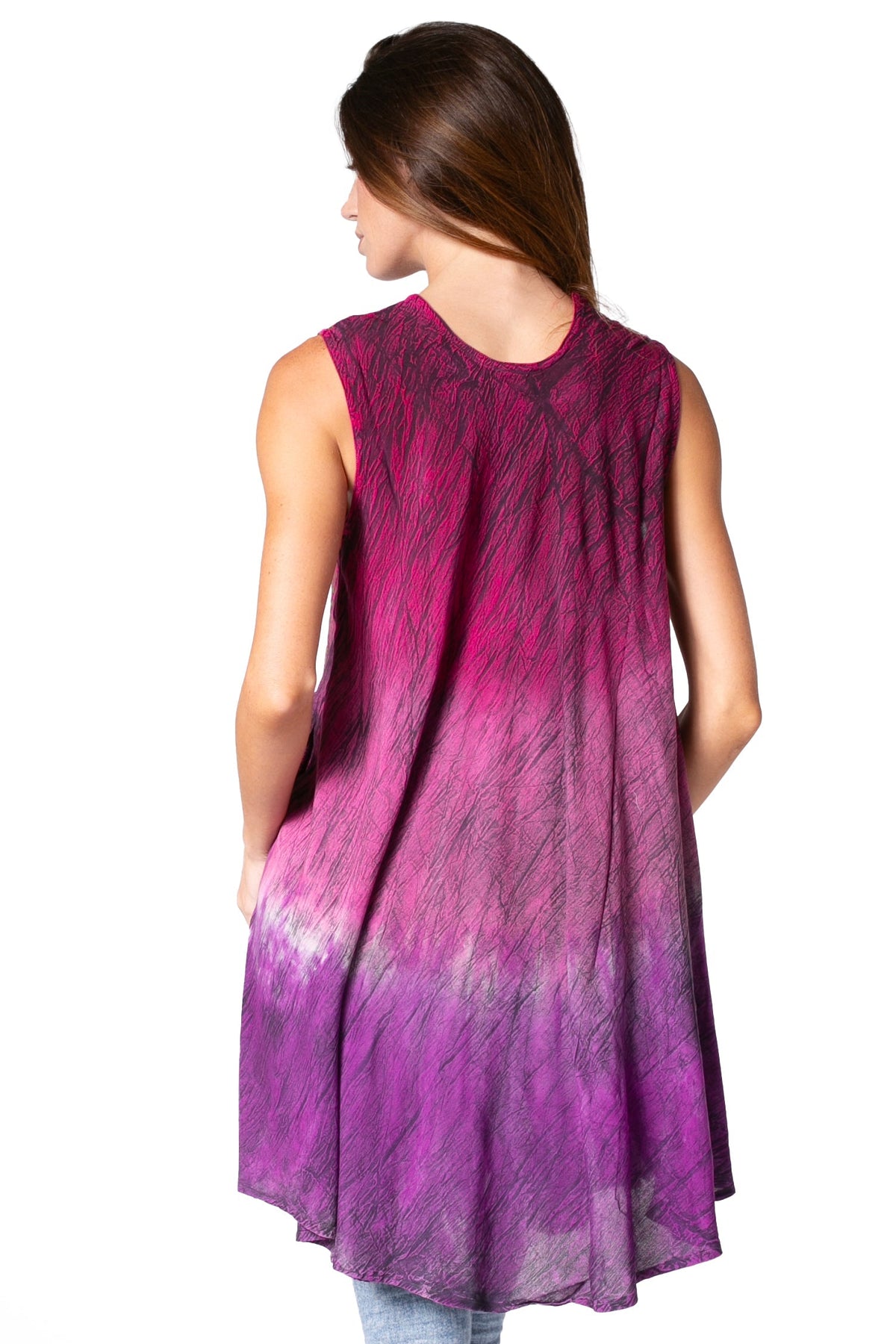 Sakkas Isabela Womens Everyday Summer Sleeveless Tank Top Tie-dye &amp; Block Print