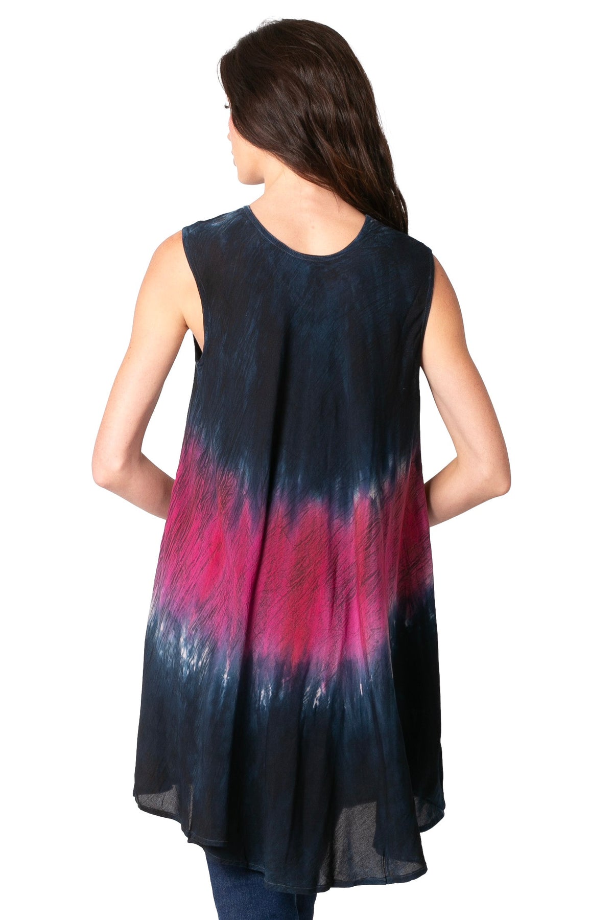 Sakkas Isabela Womens Everyday Summer Sleeveless Tank Top Tie-dye &amp; Block Print