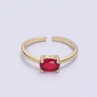 14K Gold Filled Red, Blue, Pink, Light Blue, Purple, Green Round Solitaire CZ Ring | U269 - U274
