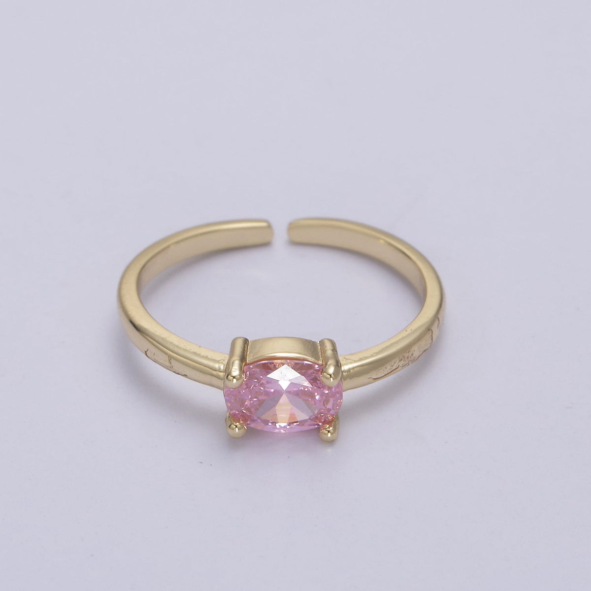 14K Gold Filled Red, Blue, Pink, Light Blue, Purple, Green Round Solitaire CZ Ring | U269 - U274