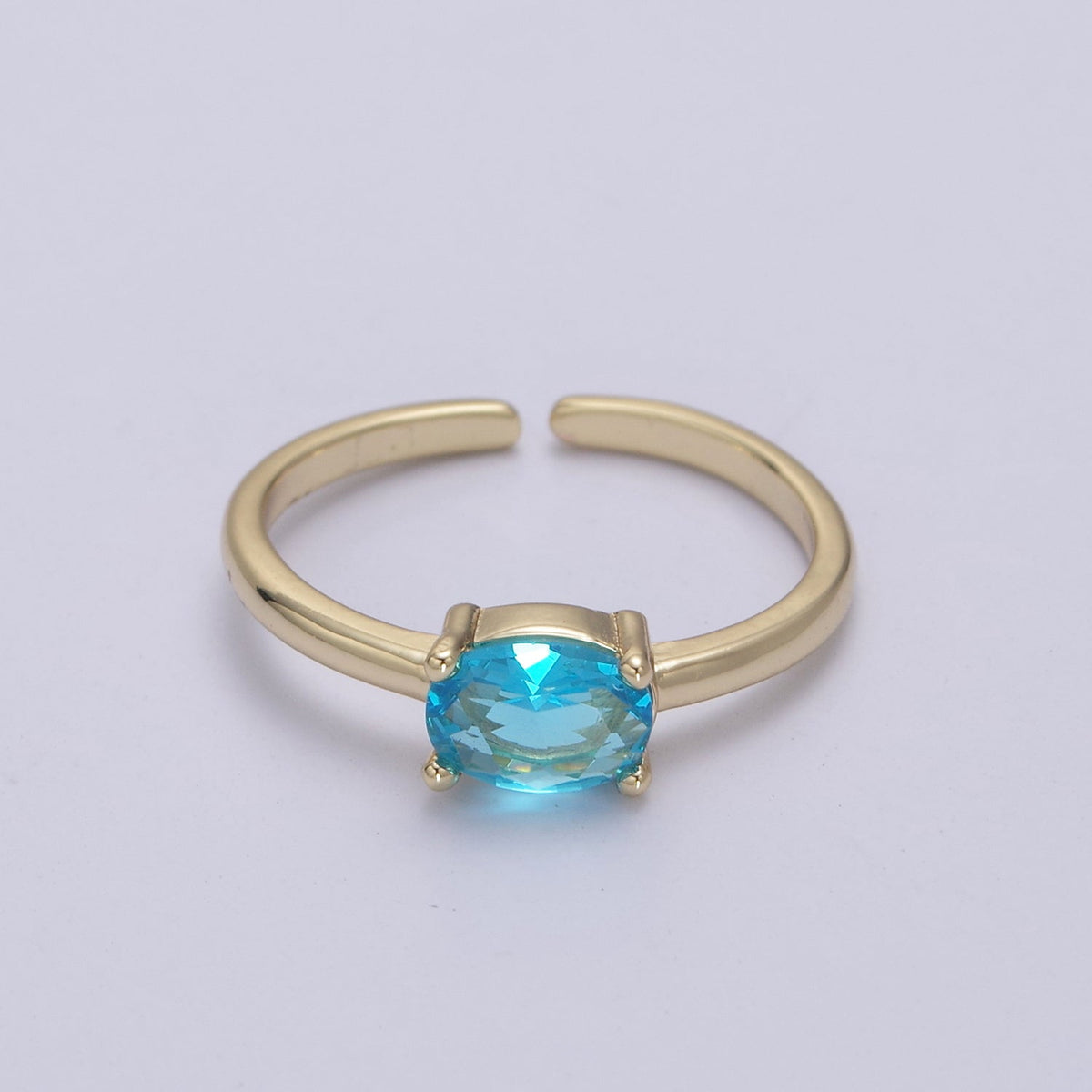 14K Gold Filled Red, Blue, Pink, Light Blue, Purple, Green Round Solitaire CZ Ring | U269 - U274