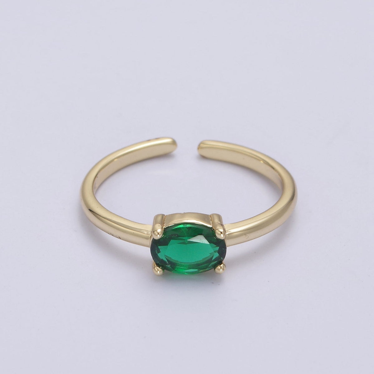 14K Gold Filled Red, Blue, Pink, Light Blue, Purple, Green Round Solitaire CZ Ring | U269 - U274