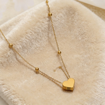 Titanium Steel Heart Necklace &amp; Bracelet Set