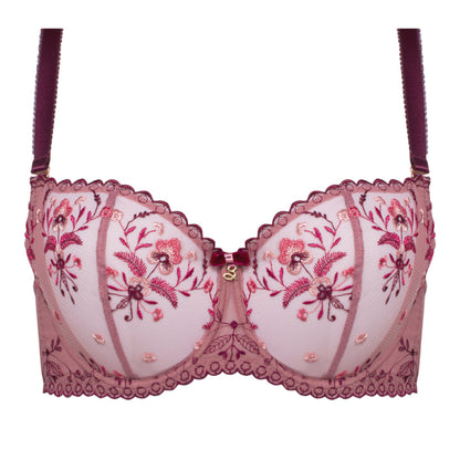 Samanta Viola Rose Sheer Mesh Embroidered Balconette Bra