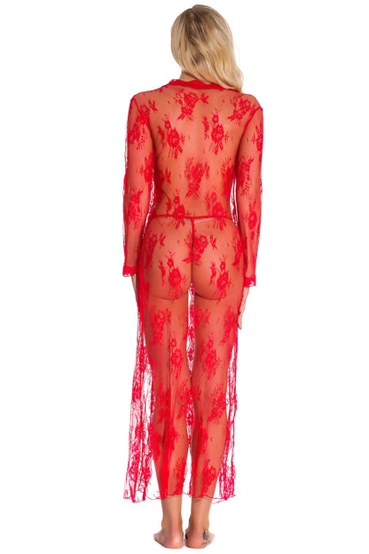 Long Floral Lace Robe