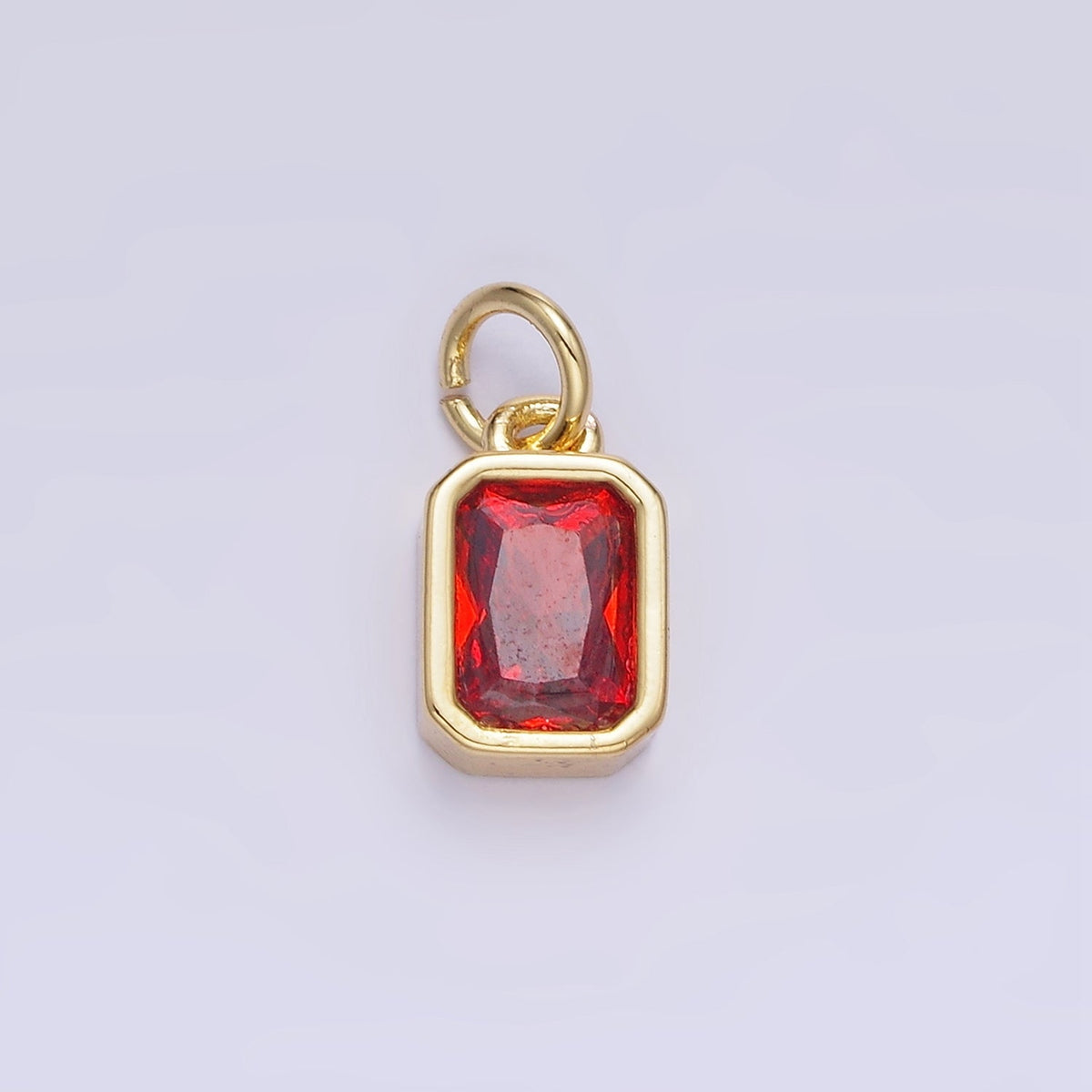 14K Gold Filled Birthstone CZ Baguette Bezel Charm in Gold &amp; Silver | W721 - W728