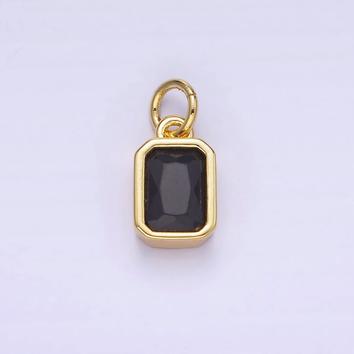 14K Gold Filled Birthstone CZ Baguette Bezel Charm in Gold &amp; Silver | W721 - W728