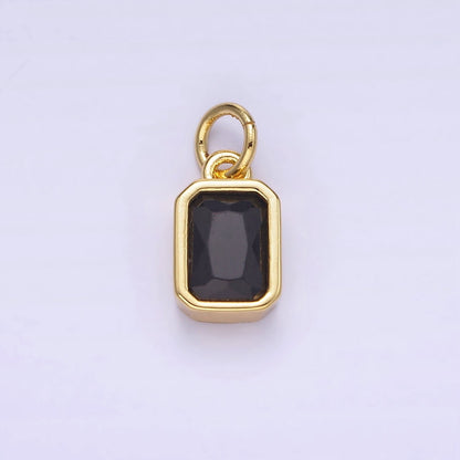 14K Gold Filled Birthstone CZ Baguette Bezel Charm in Gold &amp; Silver | W721 - W728