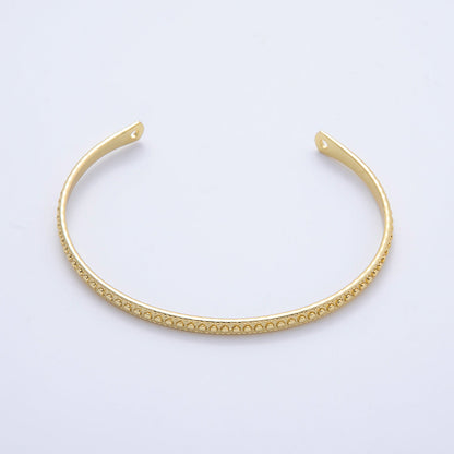 16K Gold Filled Round Dotted Geometric Half Cuff Bracelet Finding for Bangle Supply | WA-04450