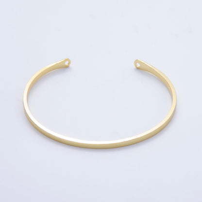 16K Gold Filled Minimalist Thin Half Cuff Bracelet Finding for Bangle Supply| WA-04451