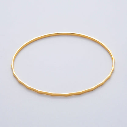 18K Gold Filled 2mm Thin Geometric Wavy Bangle Bracelet | WA-01459