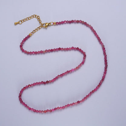 Multifaceted Matte 2.8mm Gemstone Bead 16 Inch Choker Necklace | WA-1469 - WA-1478 Clearance Pricing
