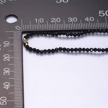 14K Gold Filled Black Onyx Multifaceted Rope Adjustable Friendship Bracelet | WA-02165 ~ WA-02167