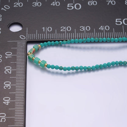 14K Gold Filled Blue Turquoise Multifaceted Rope Adjustable Friendship Bracelet | WA-02171