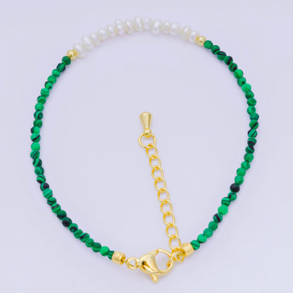 24K Gold Filled Shell Pearl Multifaceted Natural Gemstone Bead 6.69 Inch Bracelet w. Extender | WA-03695 ~ WA-03717
