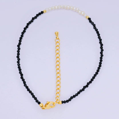 24K Gold Filled Shell Pearl Multifaceted Natural Gemstone Bead 8.66 Inch Bracelet Anklet w. Extender | WA-03718 ~ WA-03740