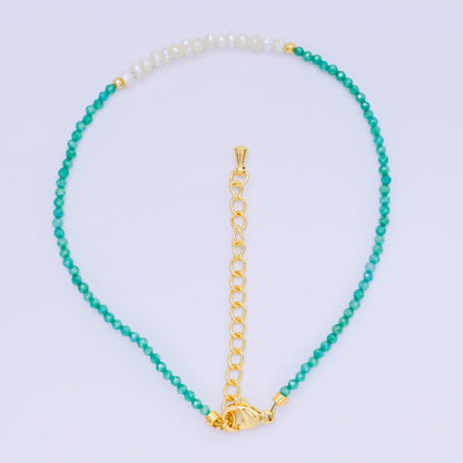 24K Gold Filled Shell Pearl Multifaceted Natural Gemstone Bead 8.66 Inch Bracelet Anklet w. Extender | WA-03718 ~ WA-03740