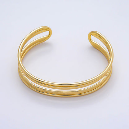 24K Gold Filled Minimalist Cuff Band Bangle Bracelet | WA-3895