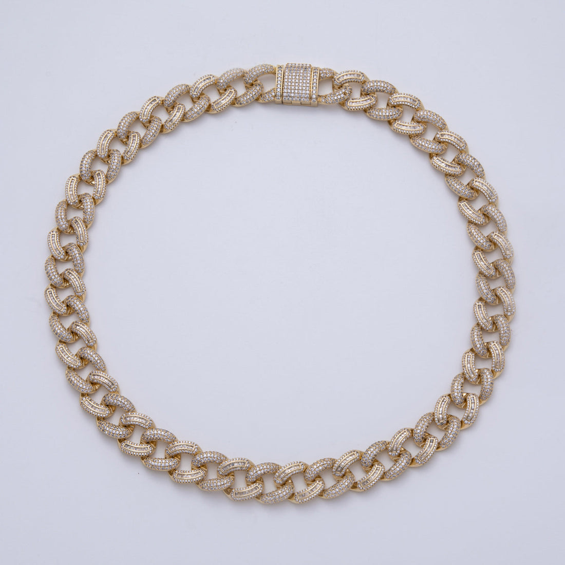 14K Gold Filled 15.3mm Micro Paved CZ Miami Cuban Curb Chain 20 Inch Necklace Iced Statement Jewelry WA-4089