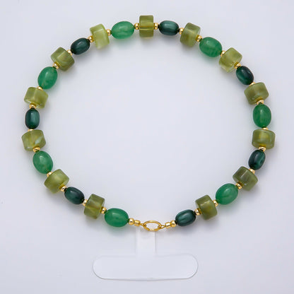 Handmade Green, Red, Pink, Grey, Blue Rondelle Gemstone Phone Lanyard Wristlet | WB-00332 ~ WB-00340
