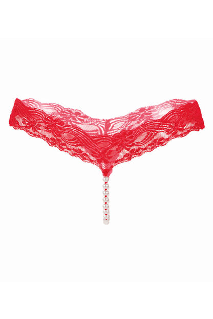 Lace Pearl Crotch Thong