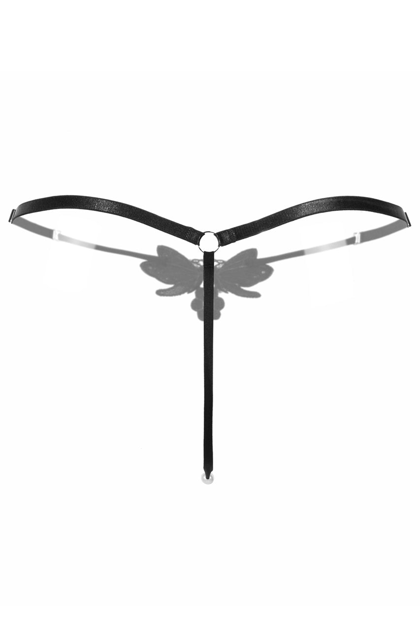 Embroidered Butterfly Pearl Thong