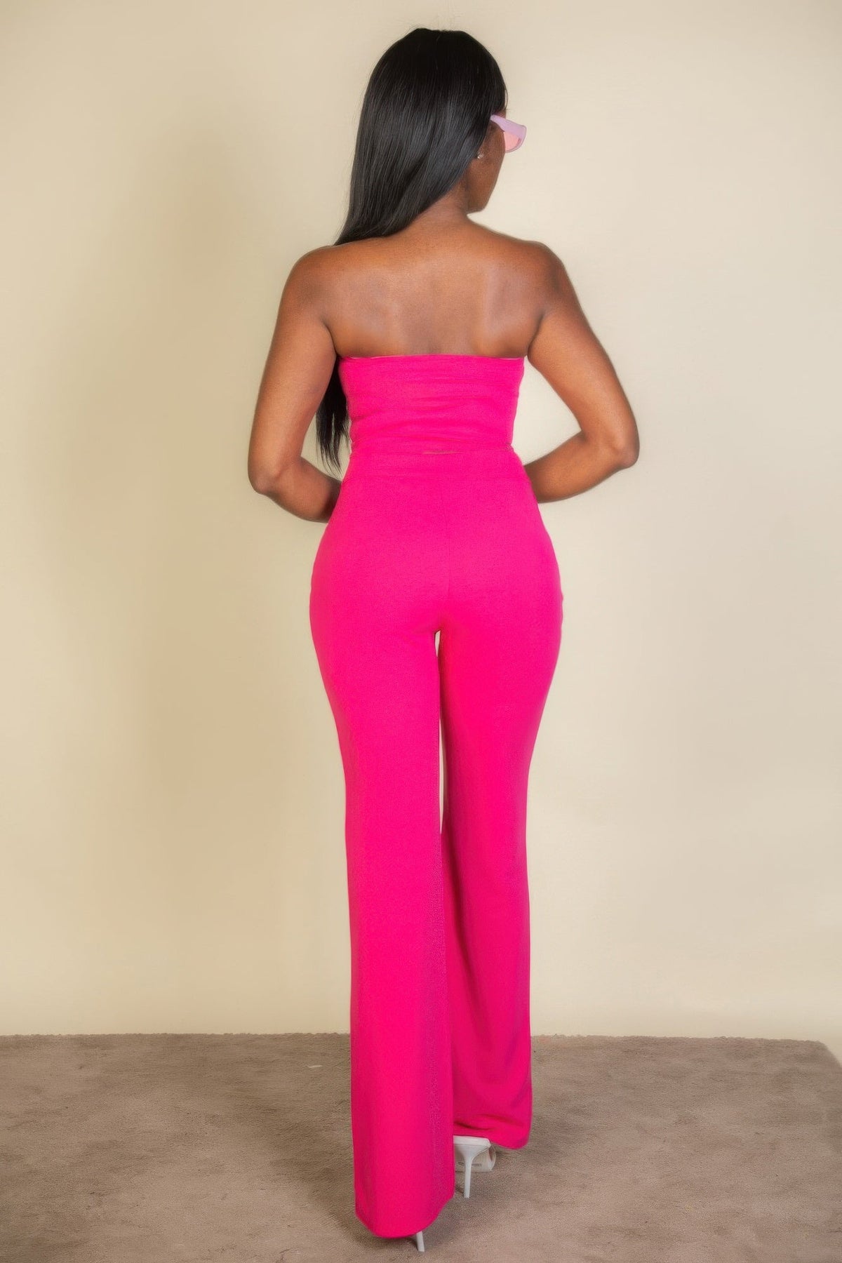 Strapless Corset Top &amp; Flare Pants Set