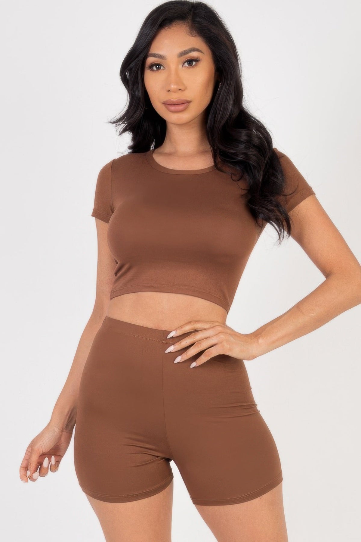 Short Sleeve Crop Top &amp; Shorts Set