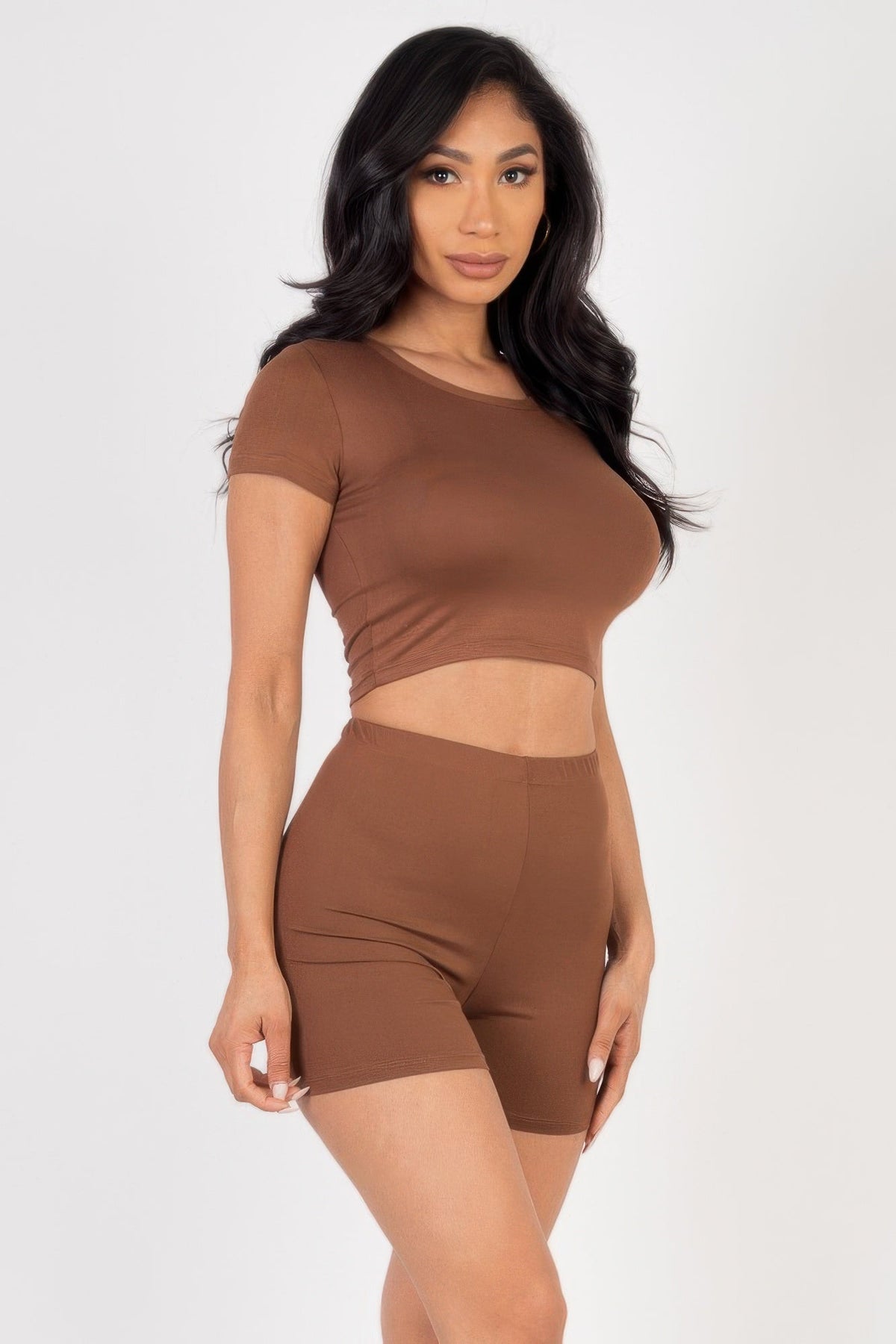Short Sleeve Crop Top &amp; Shorts Set