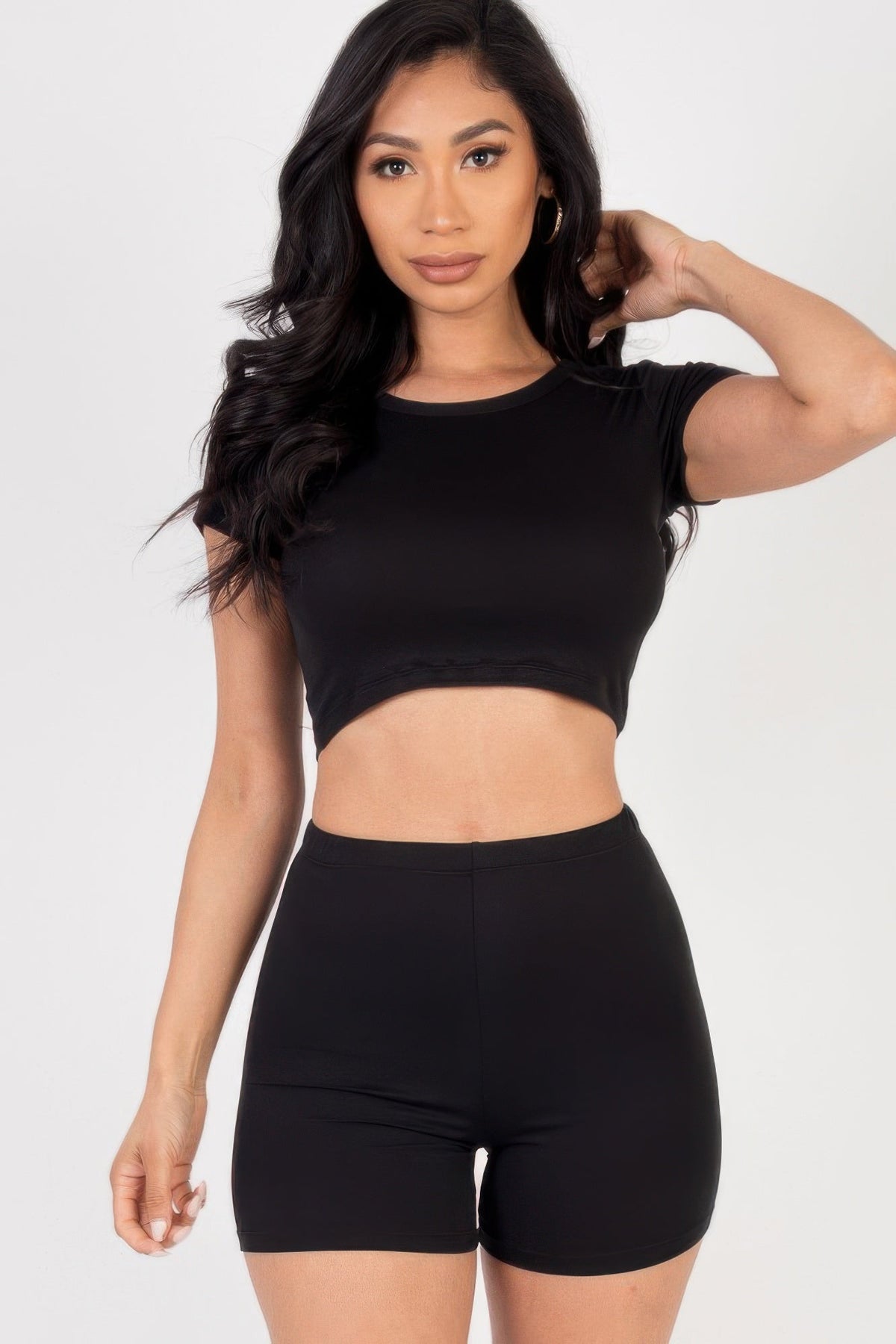 Short Sleeve Crop Top &amp; Shorts Set
