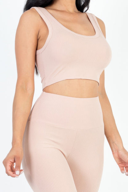 Ribbed Crop Top &amp; Leggings Set