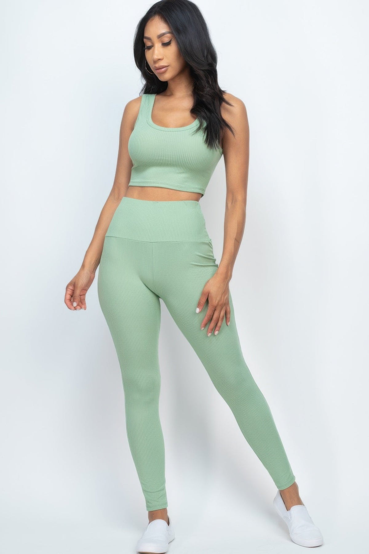 Ribbed Crop Top &amp; Leggings Set