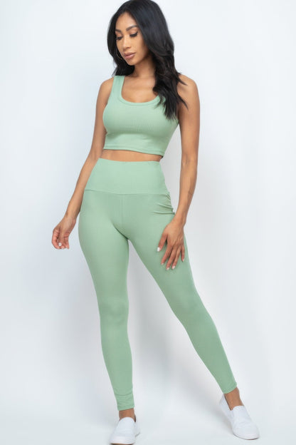 Ribbed Crop Top &amp; Leggings Set